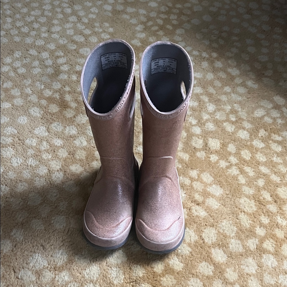 Bogs light pink sparkly Waterproof Boots